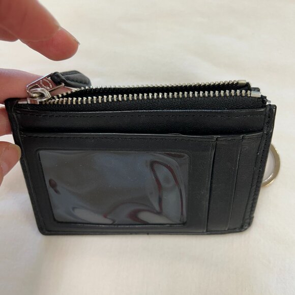 COACH Mini Skinny ID Card Holder / Keychain Black Signature Canvas - Picture 4 of 5